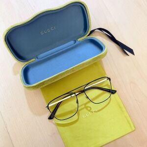 Gucci Men's Pilot Eyeglasses Black Frame GG0833O Prescription Made in Italy